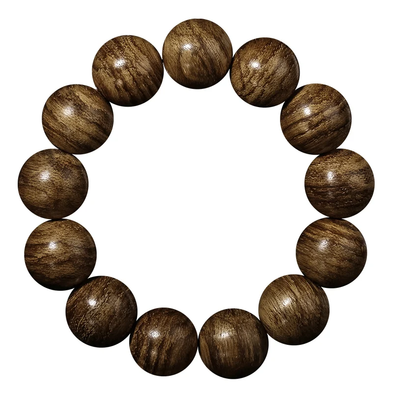 [Domineering Tiger Pattern] Agarwood Bracelet 16/18 Buddha Beads Bracelet Wooden Rosary Fidelity Natural Men and Women Hand Toy