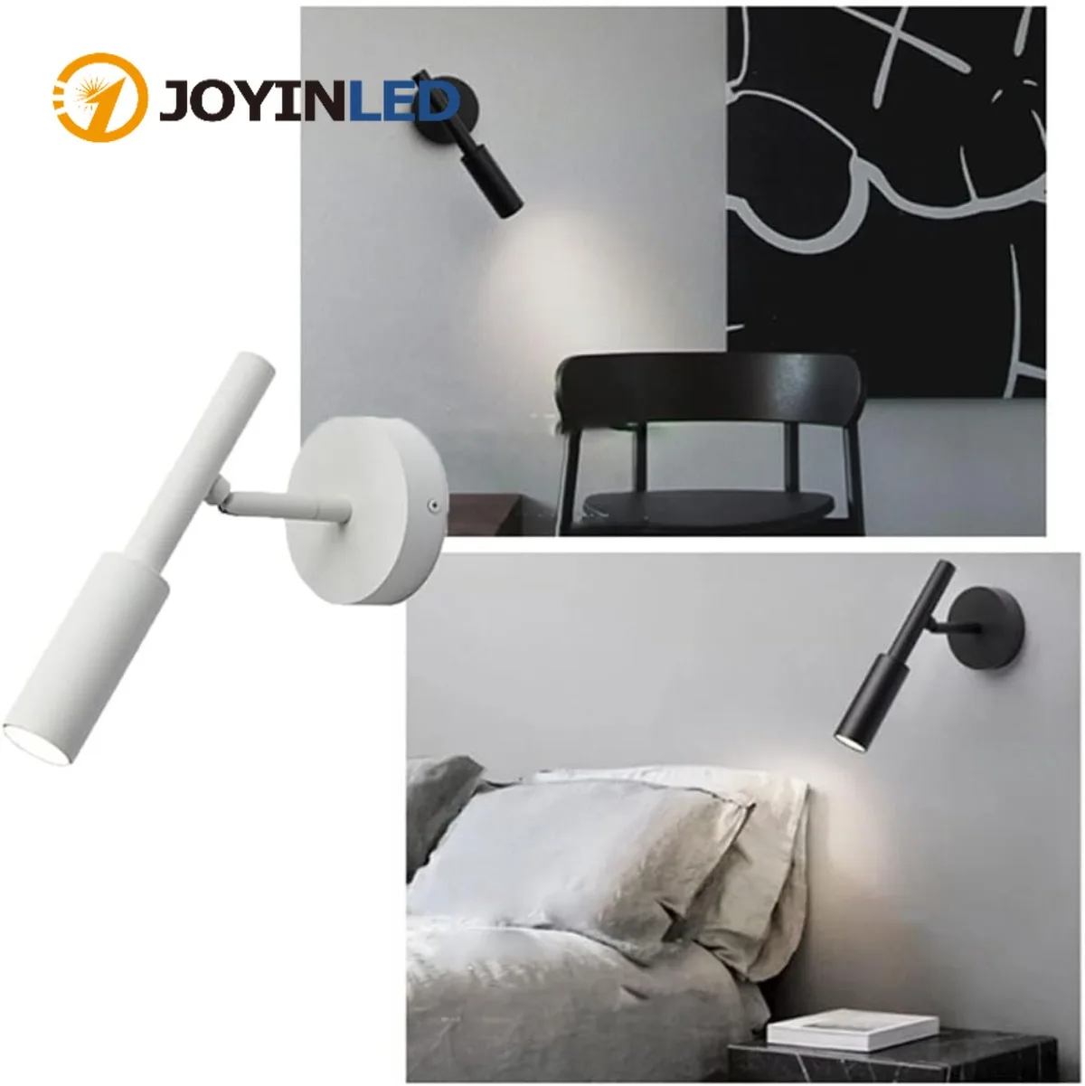 

JOYINLED 5W Modern Adjustable Wall Sconce - Aluminum Reading & Ambient Bedside Lamp for Bedroom Living Room Study Ceiling Light