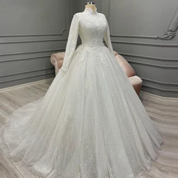 Sparkle Hồi Giáo Áo Váy Nữ 2022 Vỏ Nắp Lưng Dài Áo Cưới Dáng Chữ A Cao Cấp Thanh Lịch Cô Dâu Đầm Vestidos De NoviaS