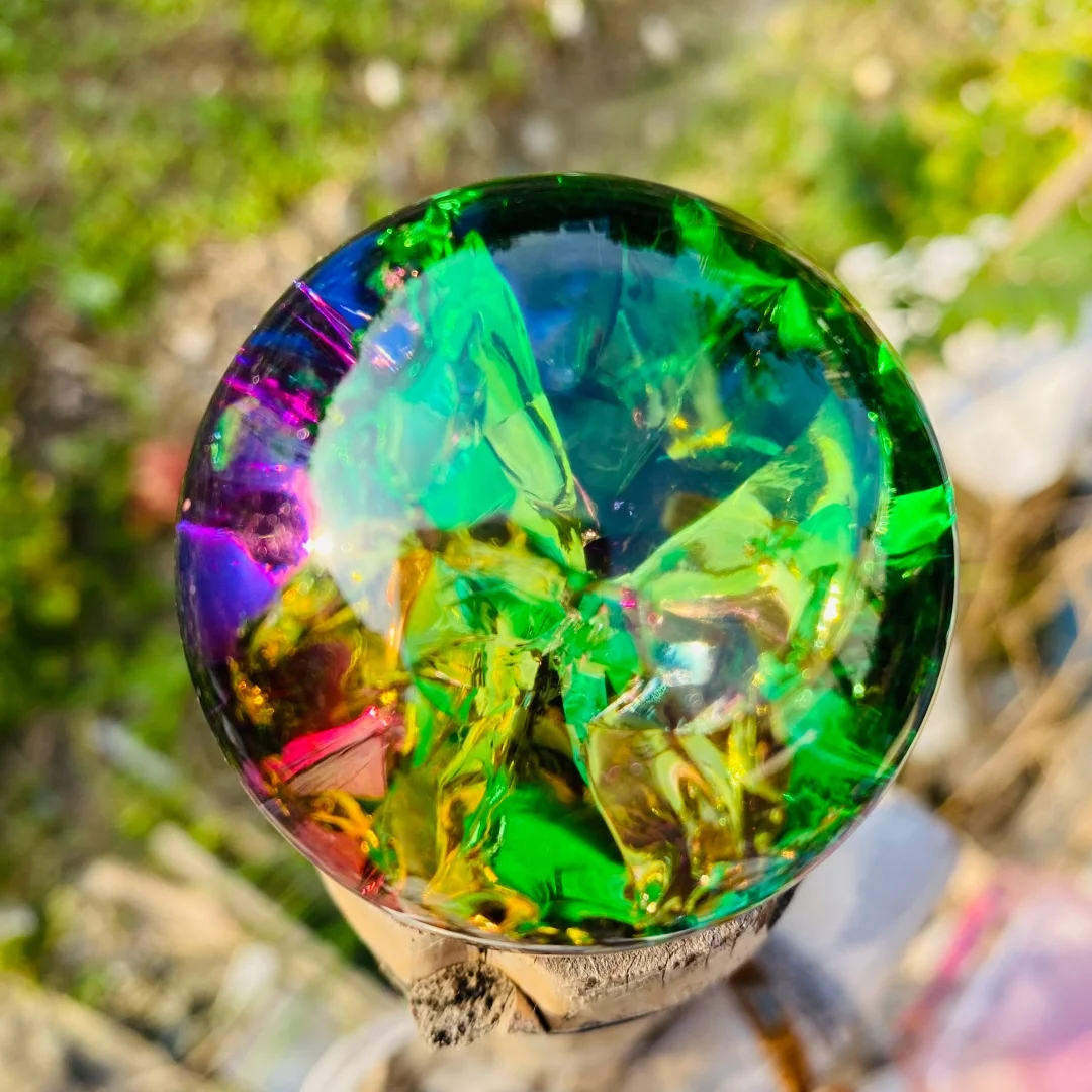 Esfera de grietas de hielo, bola de cristal de cristal colorida, esfera energética, regalo de vacaciones, decoración del hogar