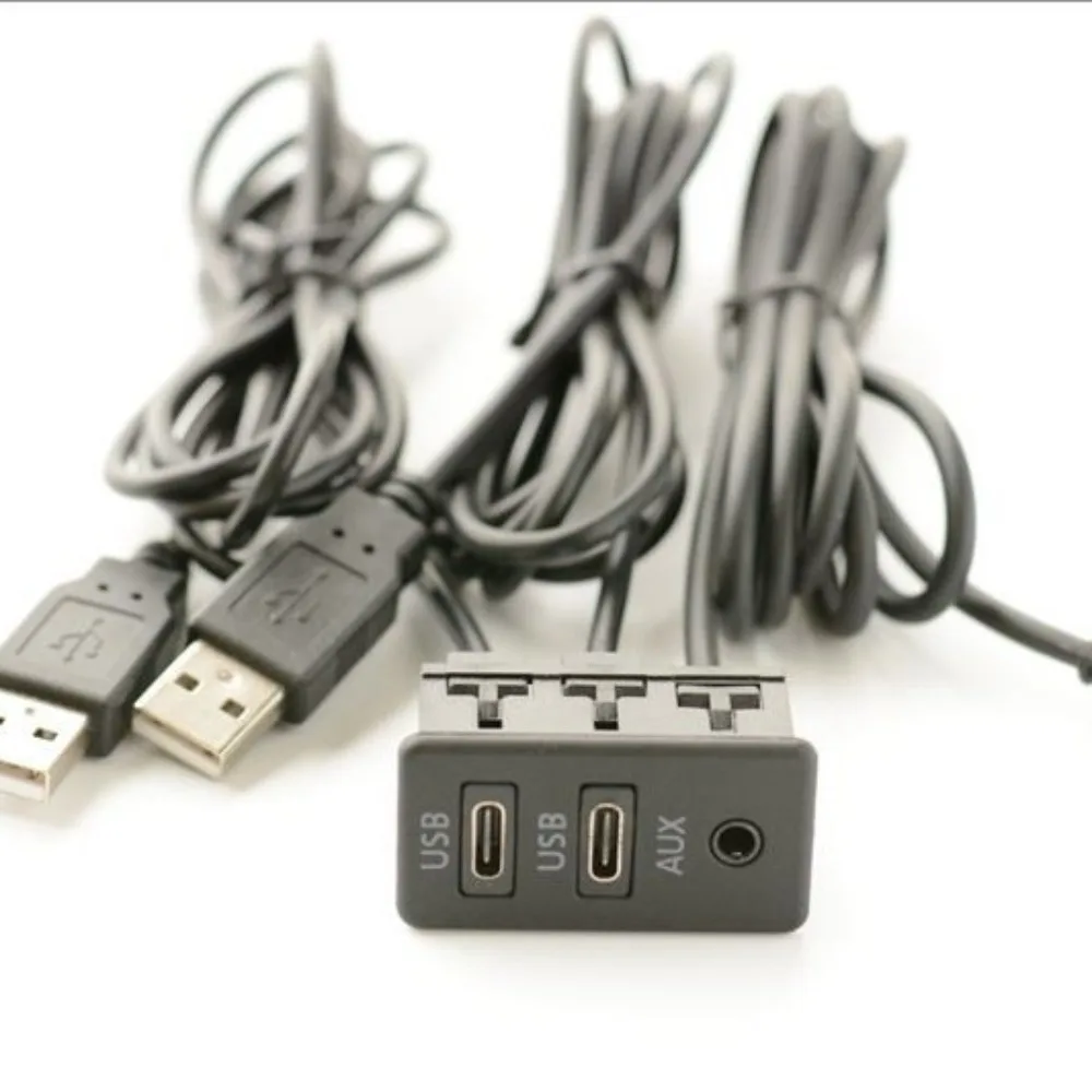 

Car Universal Modification Type-c+aux Mount Dual USB AUX Extension USB+2RCA Switch Mount
