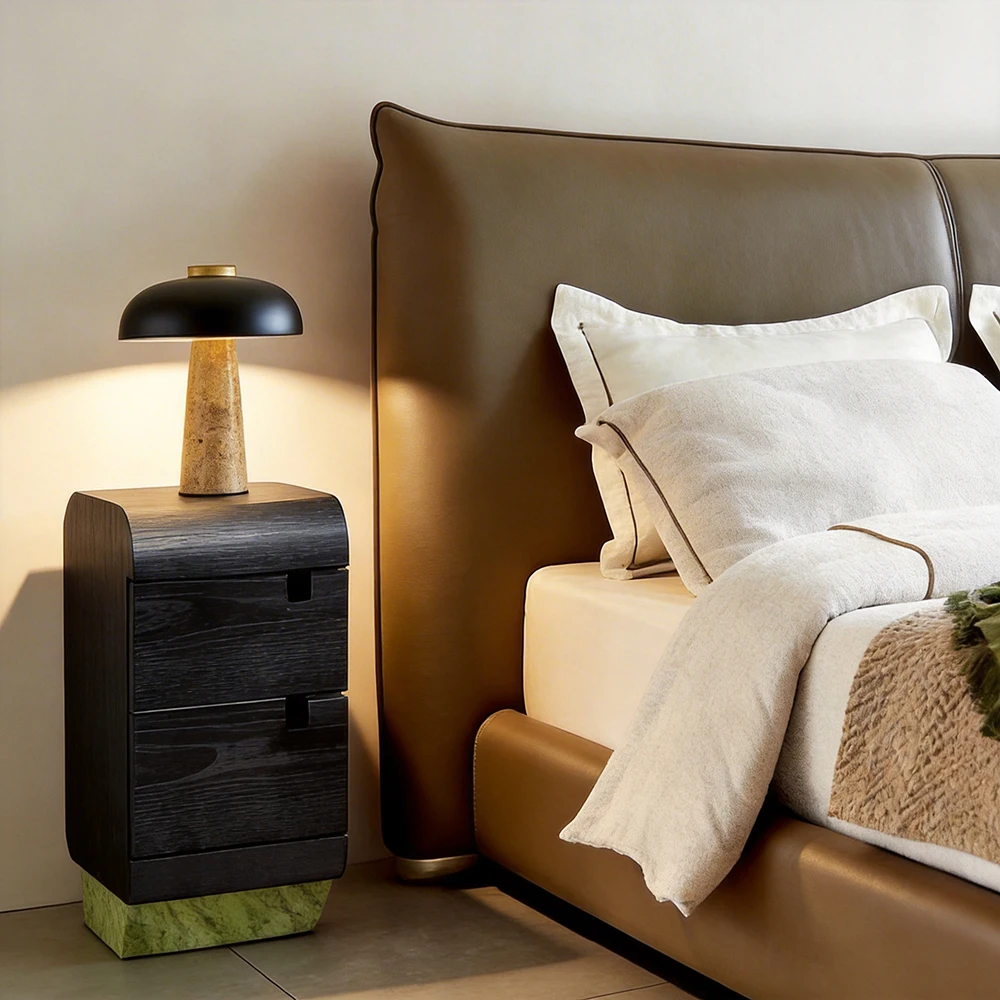 

#Modern Wooden Nightstand Bedside Table With 2 Drawers Storage Home Bedroom Furniture Supplier