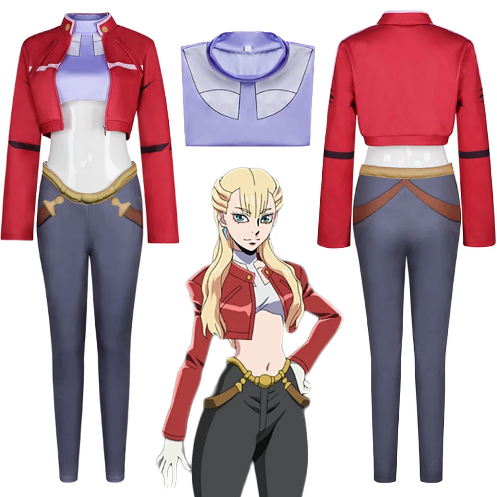 

Disguise Anime Bullet Noah Women Cosplay Costume Red Coat Set Top Pants Outfits Adult Halloween Roleplay Suits Carnival Party