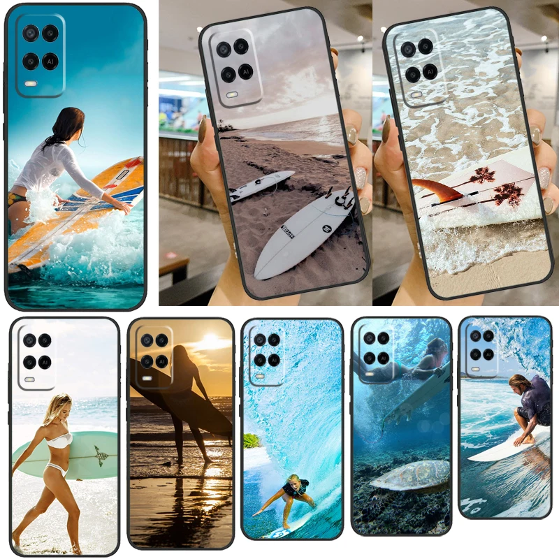 Beach Surf Board Ocean Waves For OPPO A5 A9 2020 Case For OPPO A94 A74 A54 A31 A53 A53S A83 A91 A52 A72 A15 Back Cover