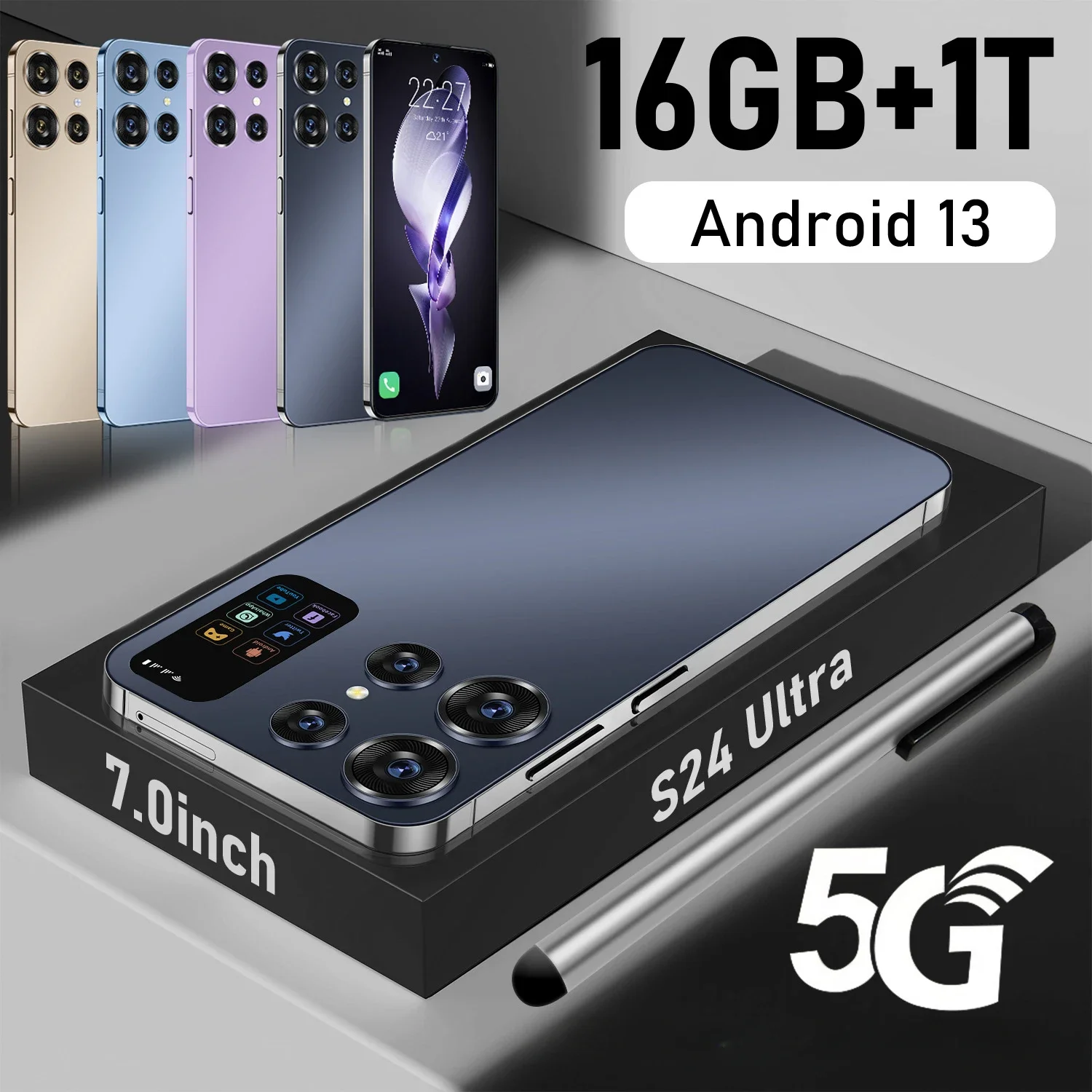 Hot Selling Mobile Phone S24Ultra Large Screen HD Smartphone Cheap Global Version Smartphone Phone Mobile  S22 Ultra Celular