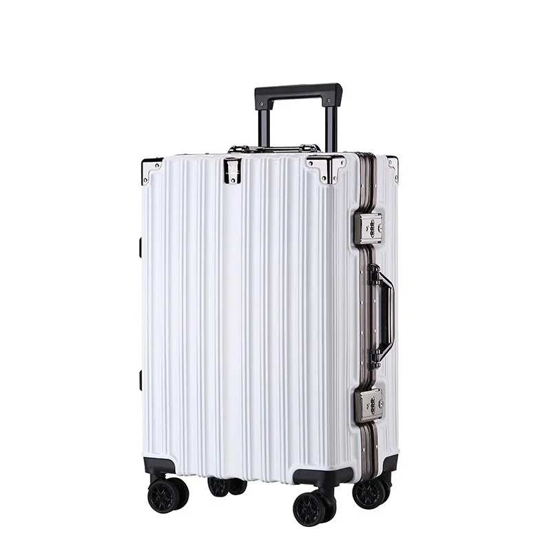 Nouvelle valise à main Anti-choc avec roues Spinner, verrouillage par mot de passe, bagage de grande capacité, cadre en aluminium rayé, boîtier de chariot