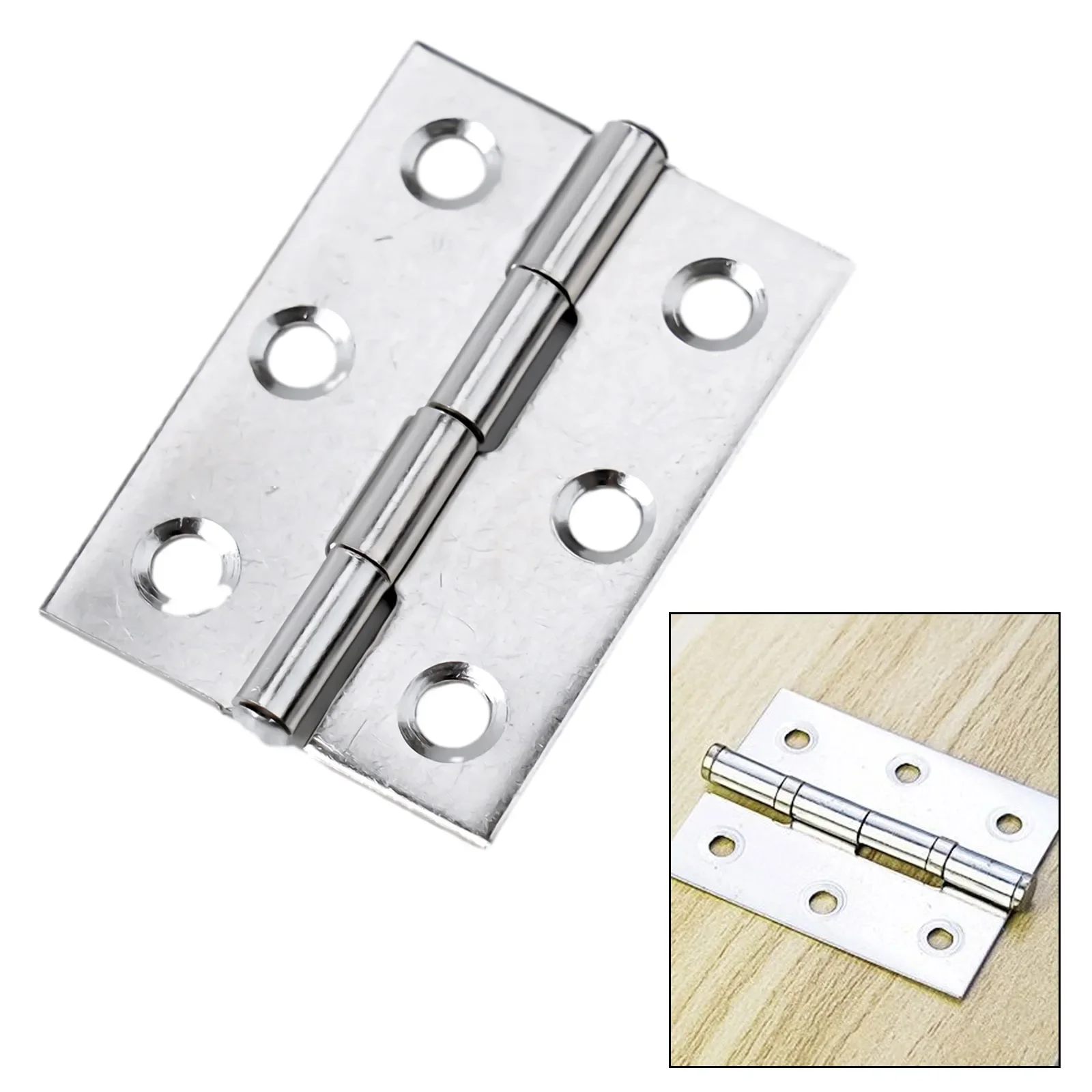 10pcs Door Hinges 4.4 * 3.1 Cm Stainless Steel Hinge Door Window Hinge Picture Frame Swing Hinge 3 Holes 2 Inch Door Fitting