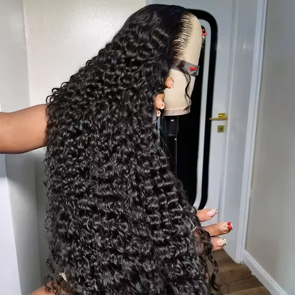 30 40 Inch 220% Density 13x6 Deep Wave Hd Lace Frontal Wig Natural Color Wet And Wavy Water Wave Lace Front Wig Kinky Curly Human Hair Wigs For Black Women