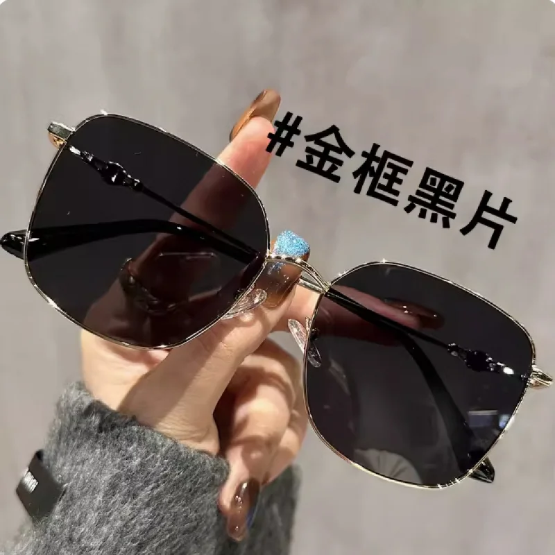 Brown Sunglasses New2024Women's Super Light Large Frame Gold Silk Sunglasses with Myopic Glasses Option Polarized Glasses Big Fa