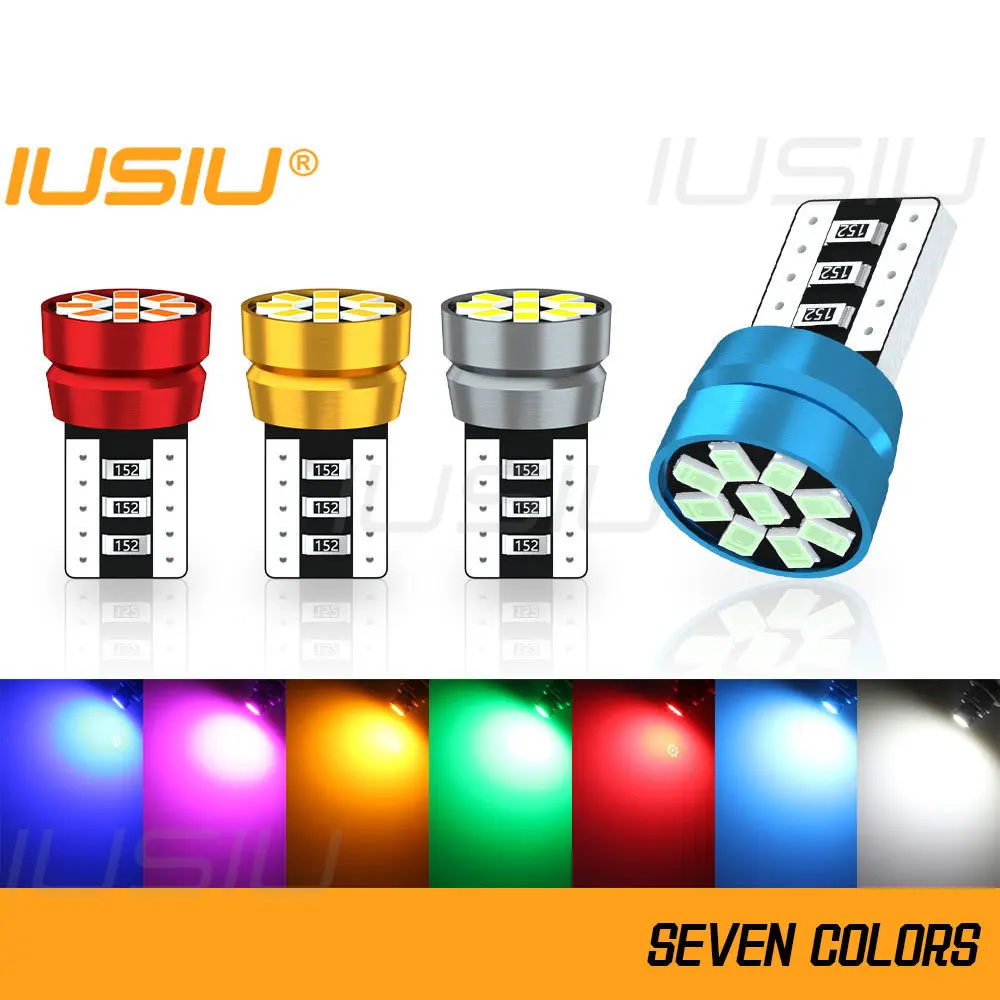 

IUSIU 2PCS Led T10 W5W 194 Bulb 9SMD Interior Reading Trunk Tail License Plate Dome Door Light Parking Car Signal Lamp Amber