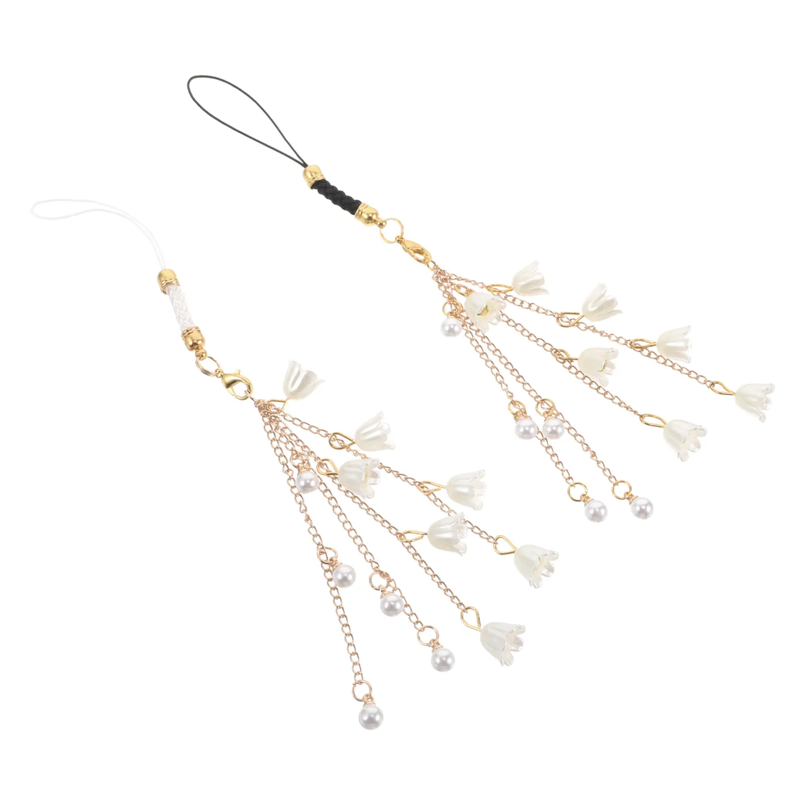 

2pcs Cute Phone Charm Beaded Mobile Phone Strap Elegant Flower Design For Women Aesthetic Cellphone Accessories Decoration