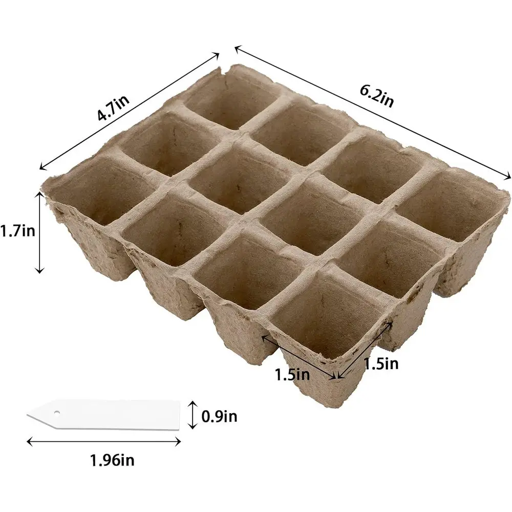 40 Pack Peat Pots Seed Starter Trays, 480 Cells Germination Seedling Pots, Biodegradable Plant Germination Tray with 40 Plant La
