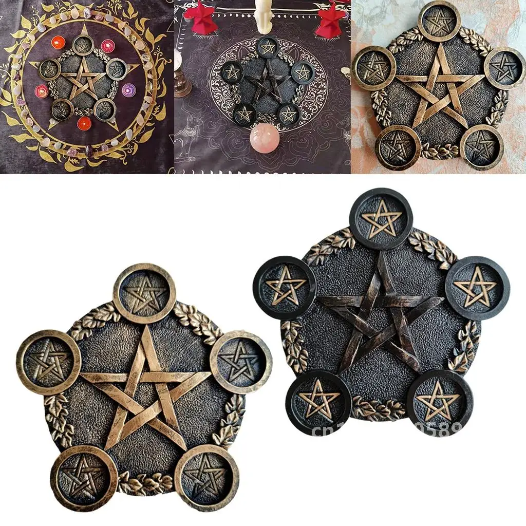 Pentagram Candle Holder, Altar Plate for Candles Ceremony Decoration Cup Candle Holder Tea Candle Holder for Tarot