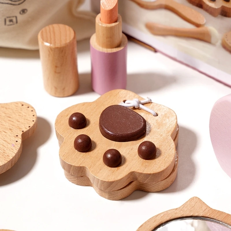 Set trucco in legno Fare giocattolo giocate con bellezza cosmetica creativa per rossetto non funzionale per per