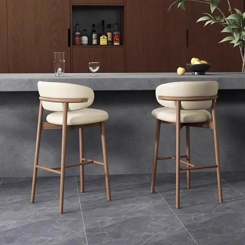 Nordic Modern Simple Light Luxury Solid Wood Home High Bar Table Chair Bar Footstool Backrest