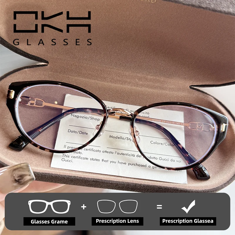 

OKH New Fashion TR90 Women Cat Eye Frame Glasses Reading Myopia Glasses Men Prescription Eyeglasses Women Luxury Designer