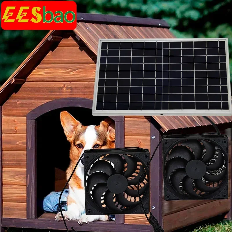 10W Solar Pet House Fan - Auto Cooling Exhaust Ventilation for Dog/Cat Kennel & Chicken Coop By Wentylator Solarny EESBAO
