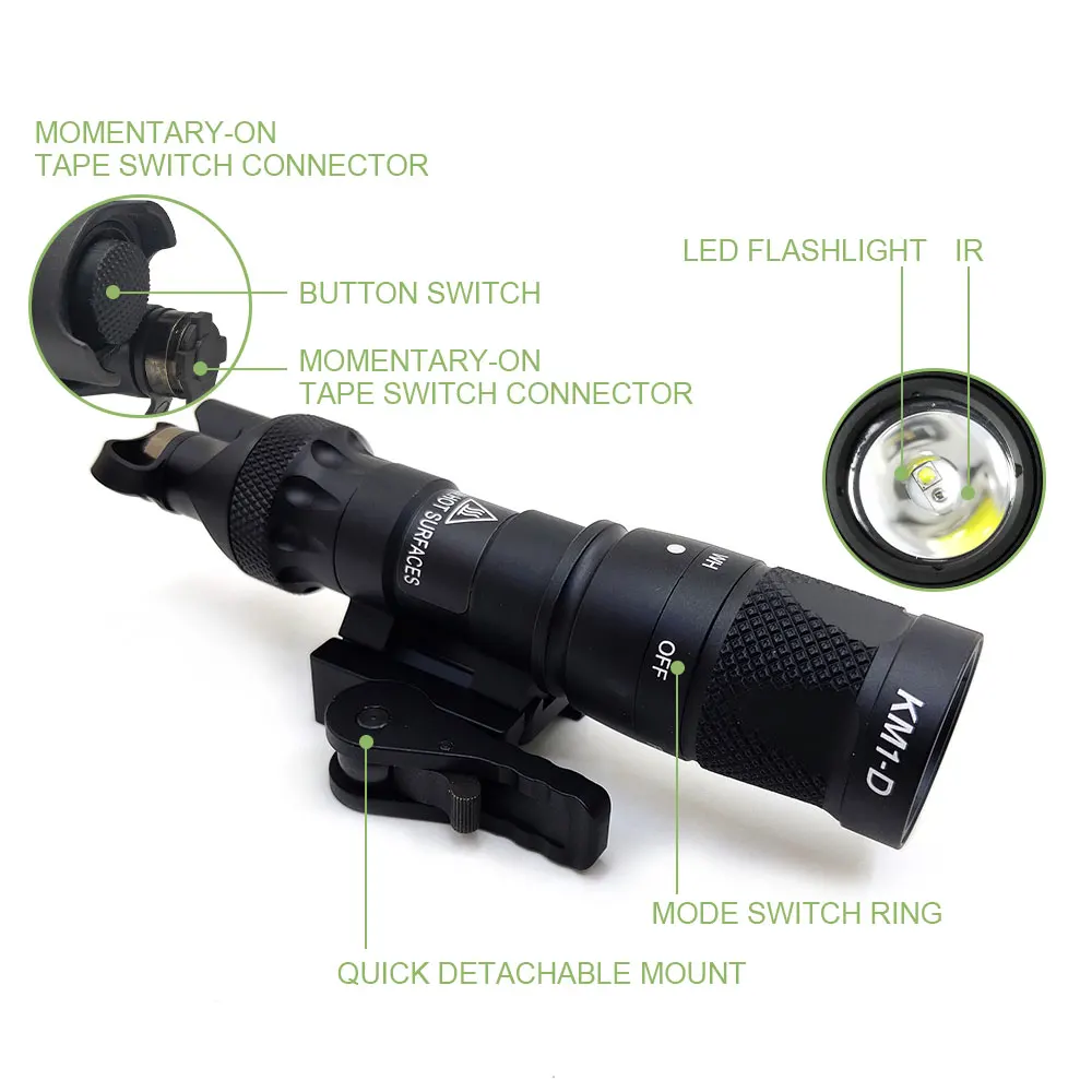 SOTAC Tactical M323V IR Lighting and LED White Scout Flashlight with Remote Pressure Switch and QD Mount for Hunting Rail