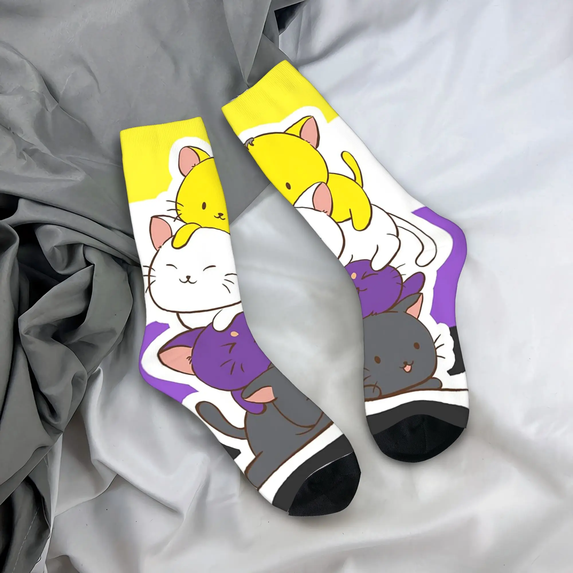 

Носки на все сезоны Queer Kitties Non Binary Cats LGBT, длинные носки в стиле Харадзюку, хип-хоп, аксессуары для мужчин и женщин