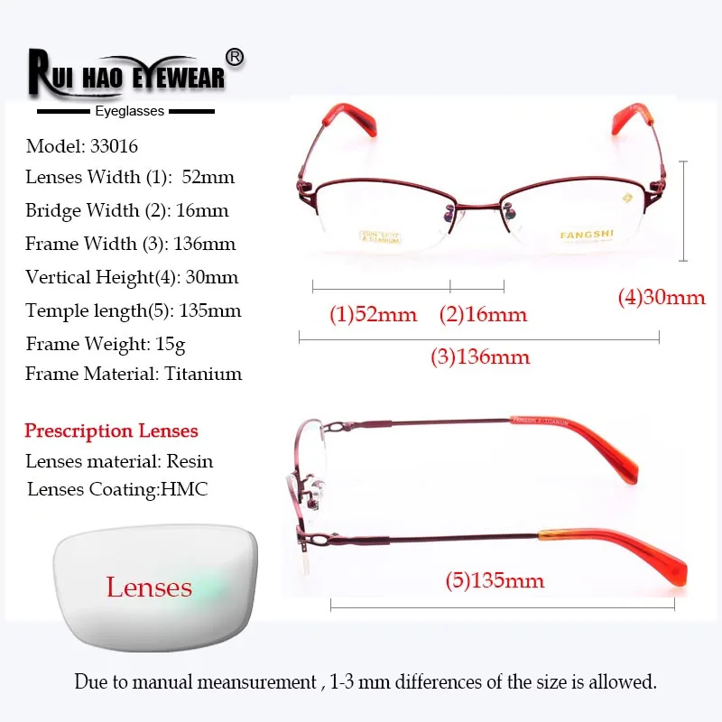 Brand Prescription Eyeglasses Women Glasses Frame Fill Optical Lens Resin lenses