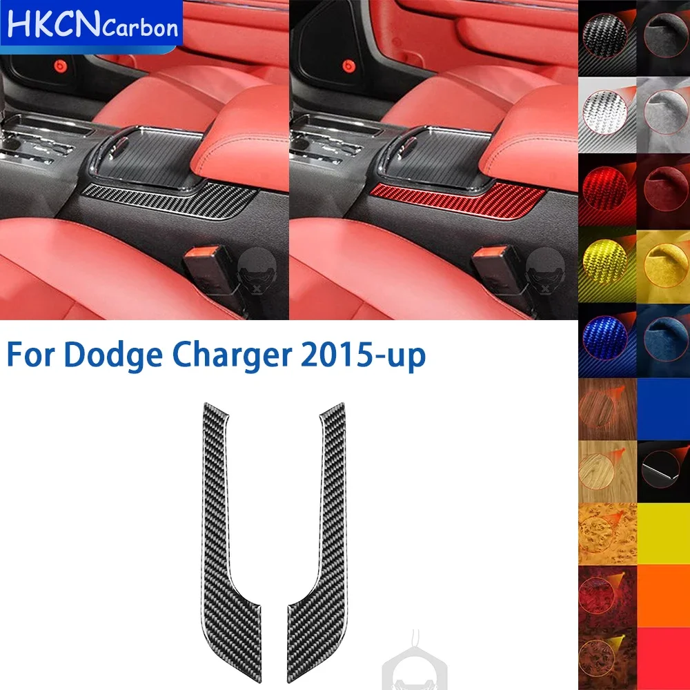 

For Dodge Charger 2015-up Accessories Carbon Fiber Interior Central Cup Holder Armrest Side Panel Cover Trim Sticker