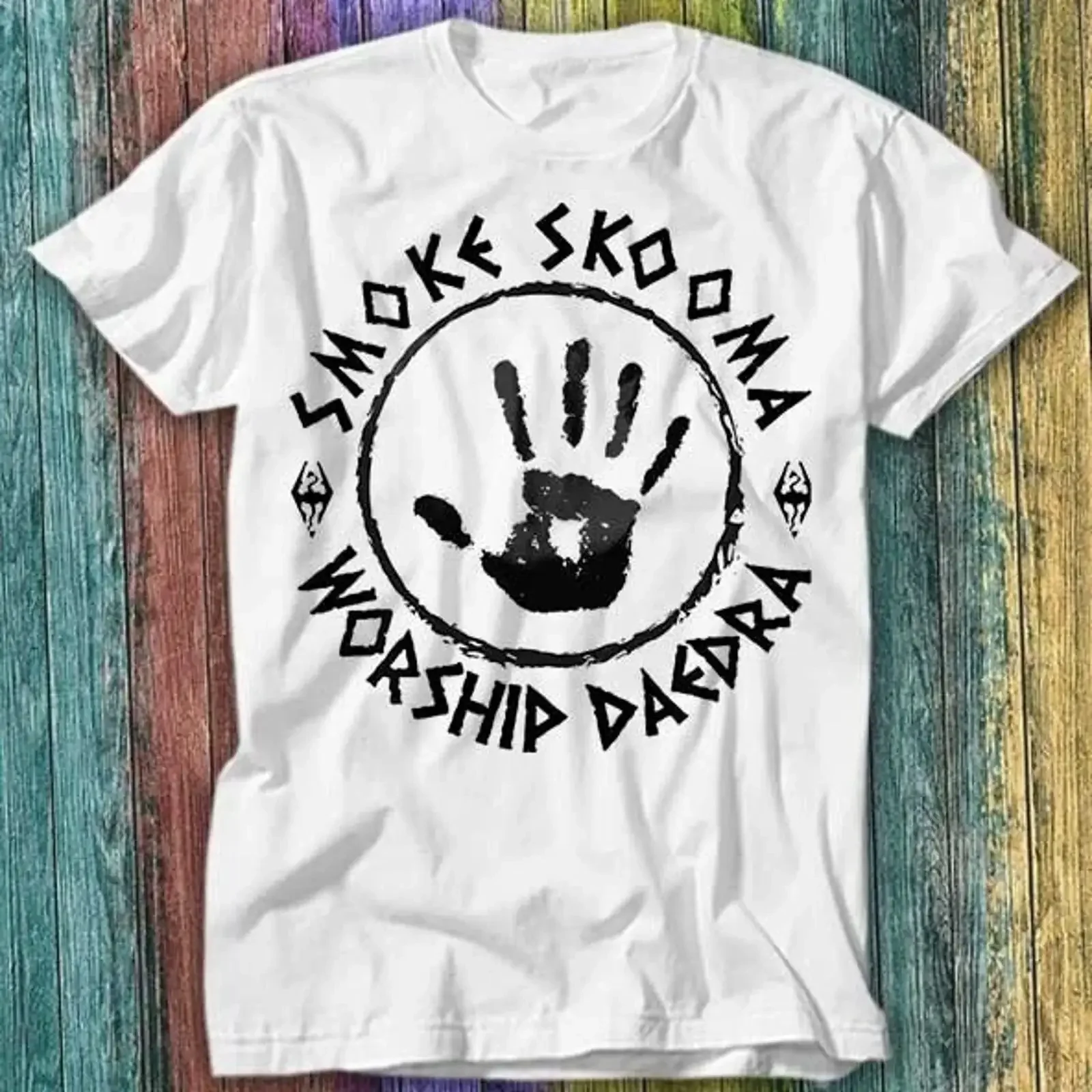 Smoke Skooma Worship Daedra Heartbeat Video Games Computer T Shirt Top 509 vintage Washed graphic Slightly fashion
