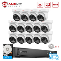 Anpviz 16CH 4K NVR 14pcs 8MP IP PTZ 5X Zoom Camera POE IP Security System Kit Outdoor Motion Detection 2.0 Two-Way Audio