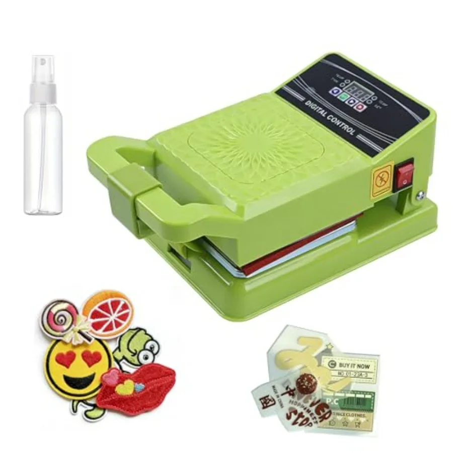 

Portable home digital heat press machine for T-shirts, patches, bags accessories: aluminum alloy body, black, precise temperatu