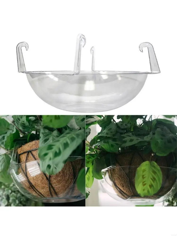 

Round Plant Container Tray Nonslip Hanging Planter Base Transparents Sphere X3UC