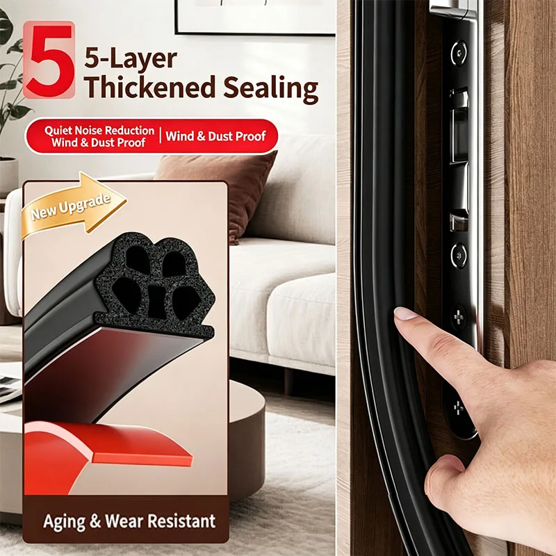 6.5M/2M Self-adhesive Plastic Steel Window Seal Strip Flexible Bilateral Weatherstrip Windproof Dustproof Household Seal Strip