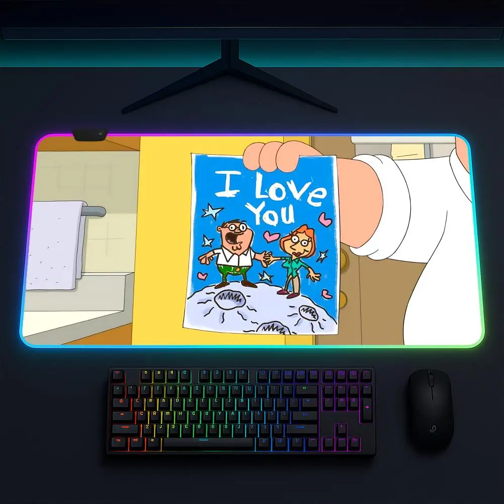

FamilyGuy Mouse Pad Anime Gaming Mouse Pad LED Table Pads Backlit Rubber Desktop XXL RGB Desk Mats