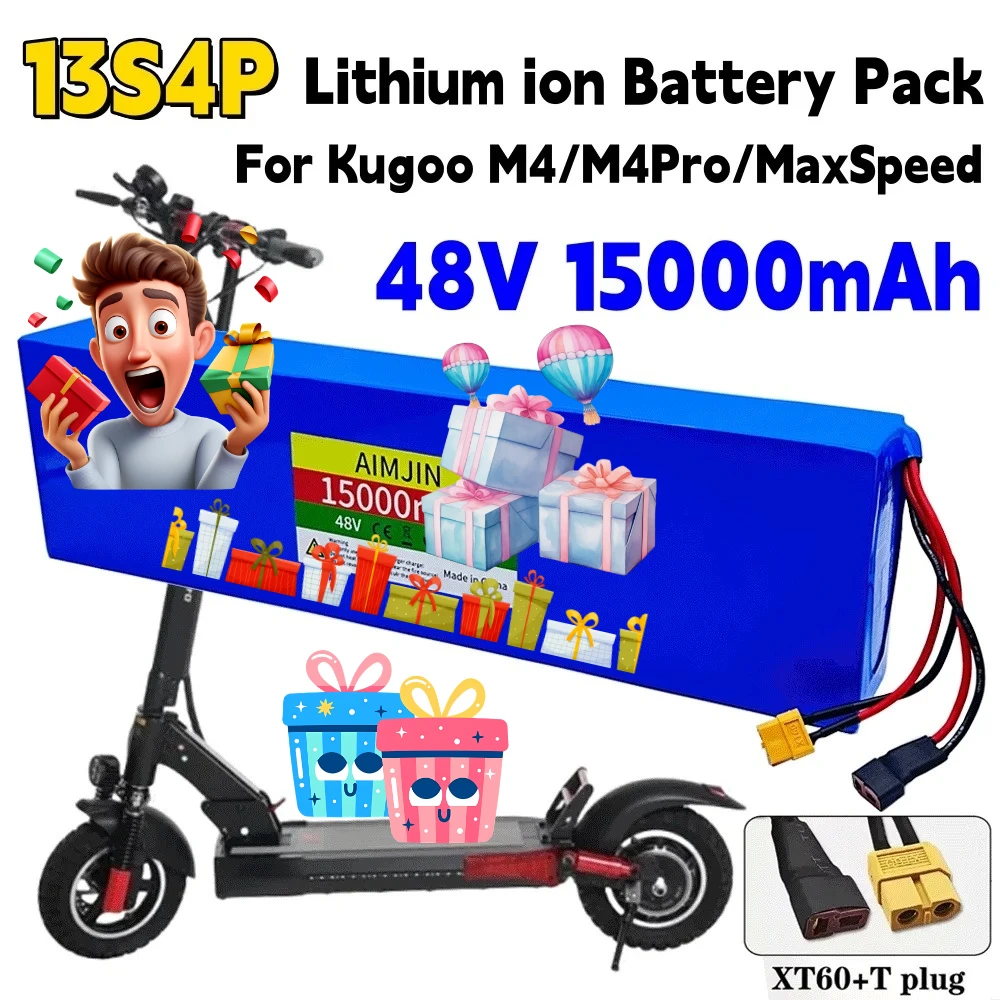 

High Capacity Lithium ion Battery Pack 18650 (48V, 15Ah) 15000mah For Electric Scooter Kugoo M4/M4Pro/MaxSpeed