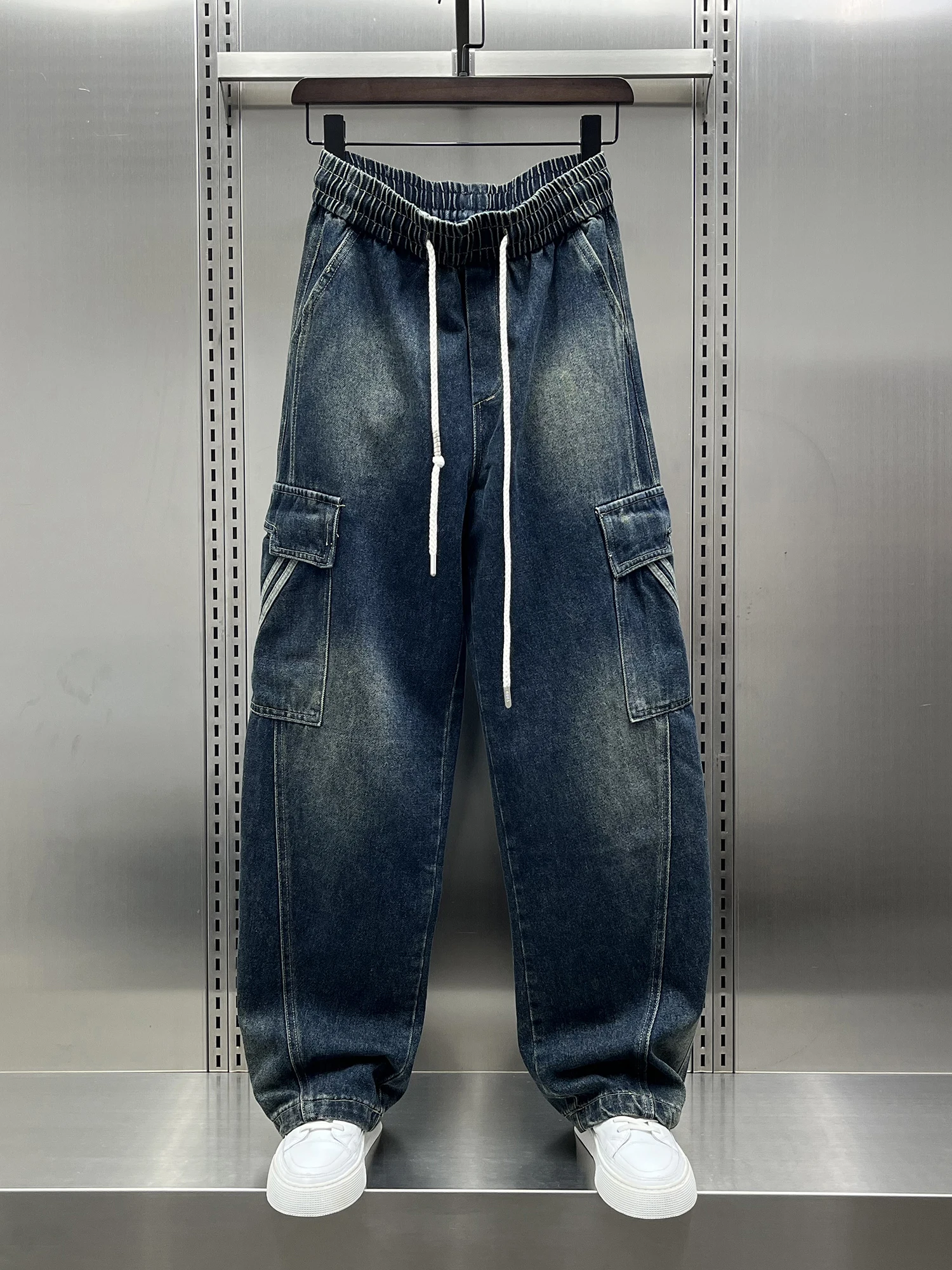 

Trendy Loose Straight Leg Workwear Jeans Men's Faion Wide Leg Pants American Sle Casual Wear Resistant to Wear Autumn New...