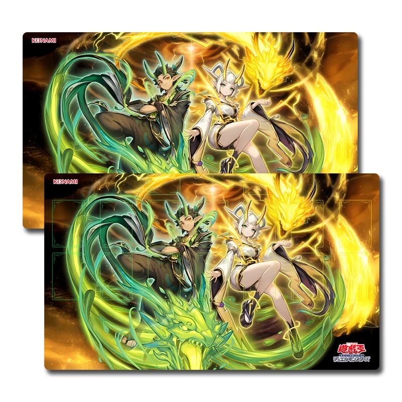

Yugioh Sheena the Twin Storm Deities of Divine Thunder Play Mat Yu-Gi-Oh! TCG OCG Trading Card Games Mat Duel Plate Rubber Mat