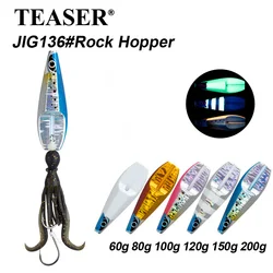 TEASER J136 Rock Hopper Inchiku Slider Jig Lure 60g-200g Saltwater Luminous Fishing Metal Inchiku Jigging Lure With Hook