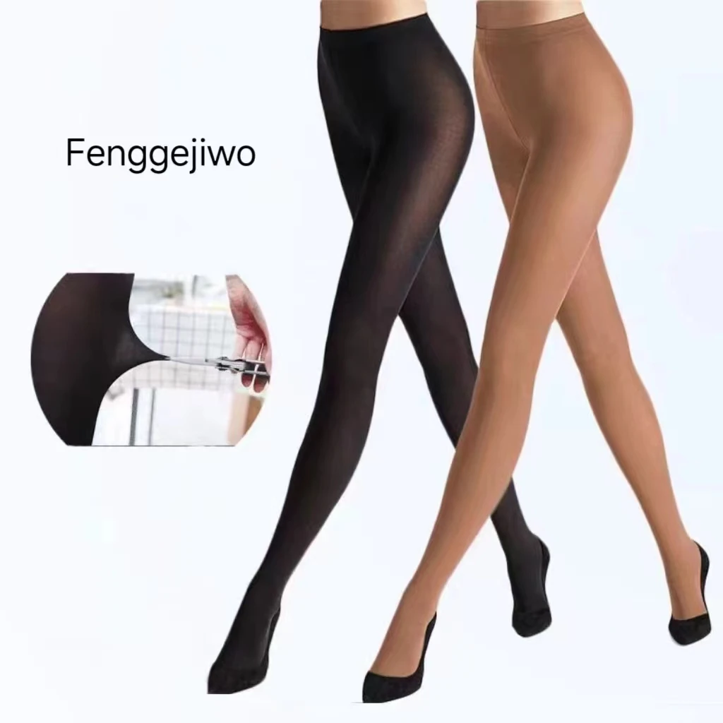 

Fenggejiwo thin coffee colored anti hook silk pantyhose, beautiful leg shaping, solid color looks good