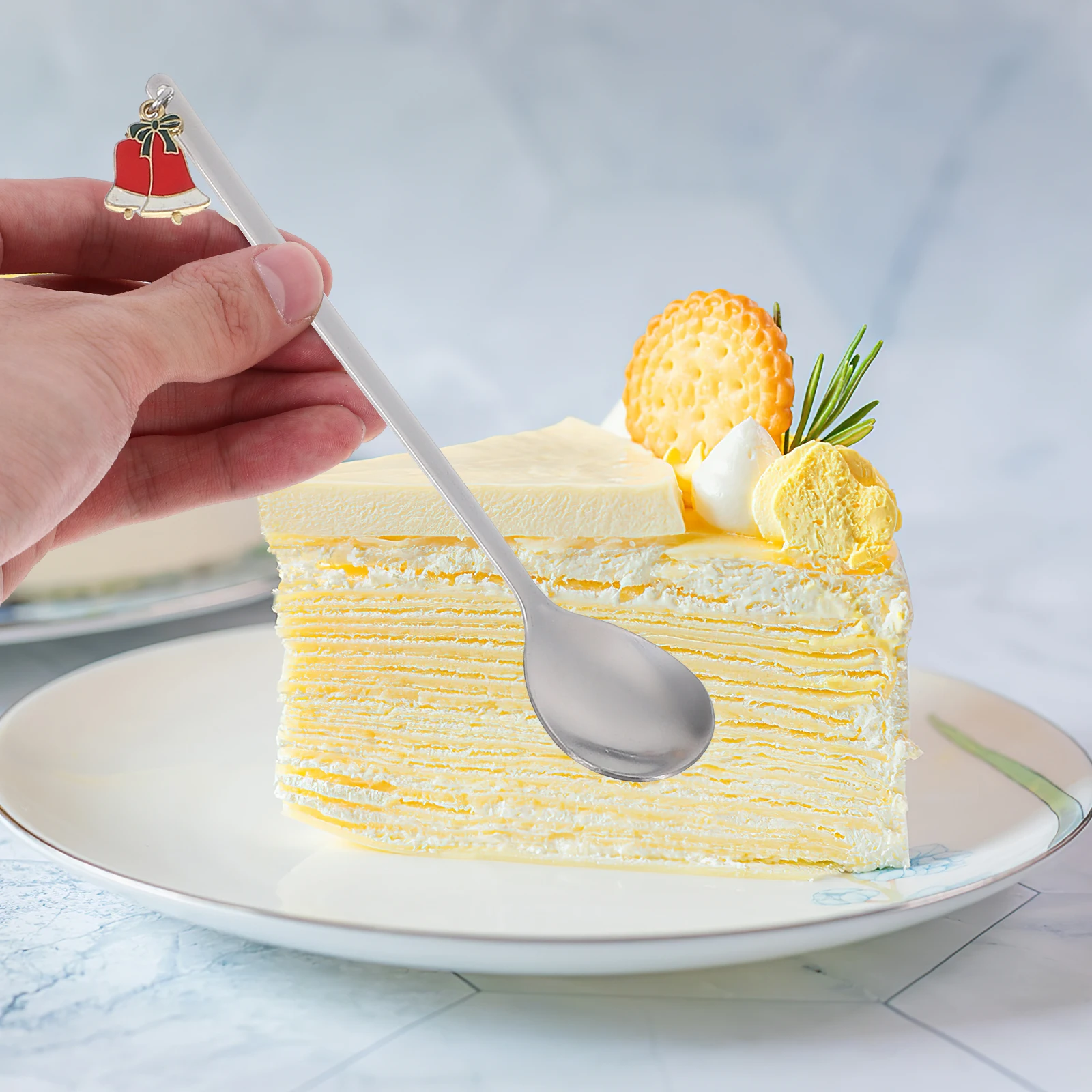 

6pcs Coffee Dessert Spoons Set Stainless Steel Mini Serving Spoons For Cake Salad Fruit Stirring Utensils Holiday Party Xmas