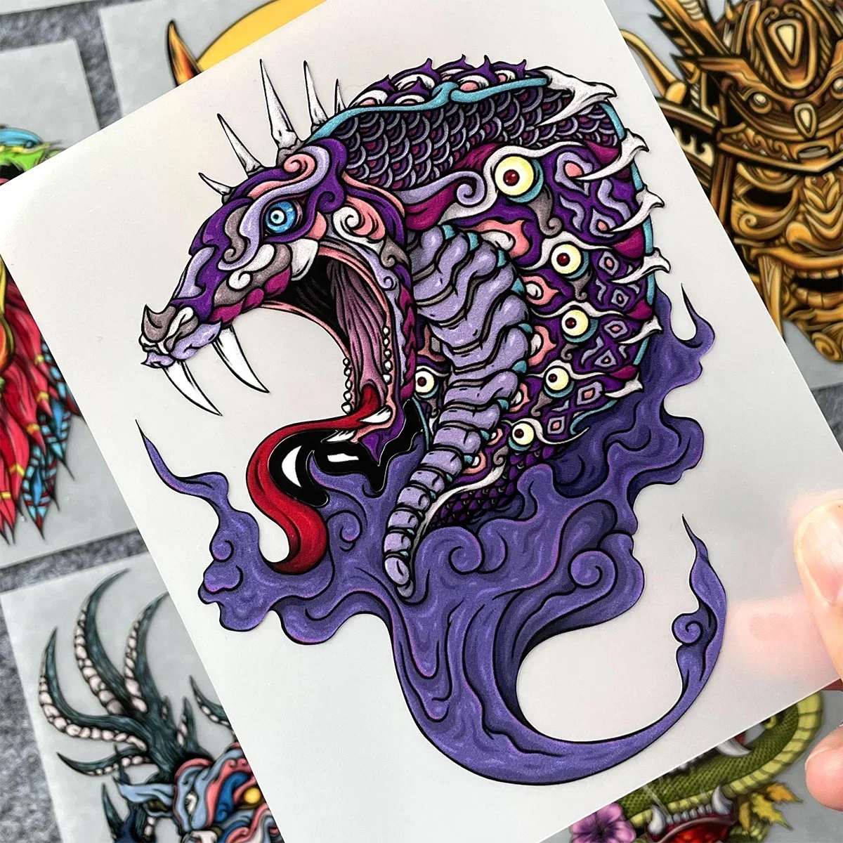 JDM Stickers Dragon Lion Deer Snake Decal Auto Door Window Trunk Reflective Helmet Sticker Motor Accessories