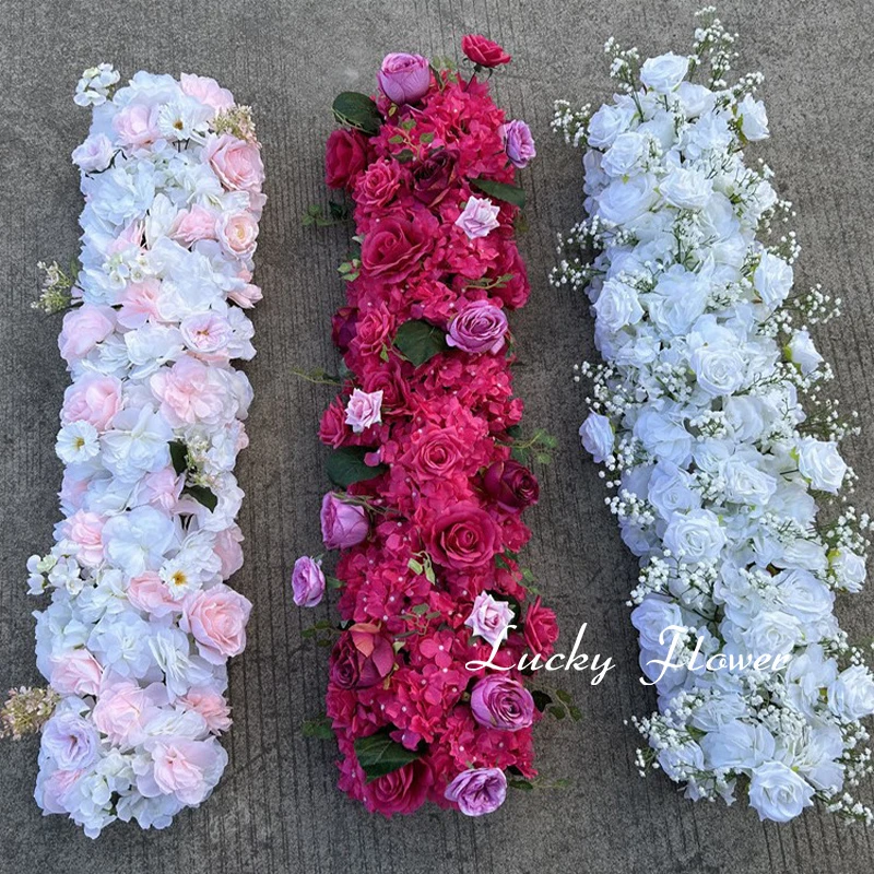 Artificial Flower Row Wedding Decoration Hang Flower Row Long Runner Table Decor Floral Arrangement Flower Bouquet Party Props