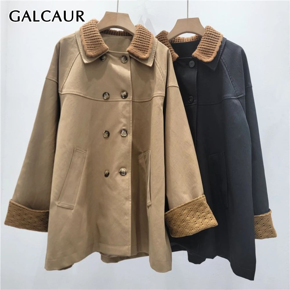 

GALCAUR однотонная шикарная куртка с карманами, женская свободная куртка с лацканами и длинными рукавами, базовые повседневные женские куртки, осенняя мода, новый стиль