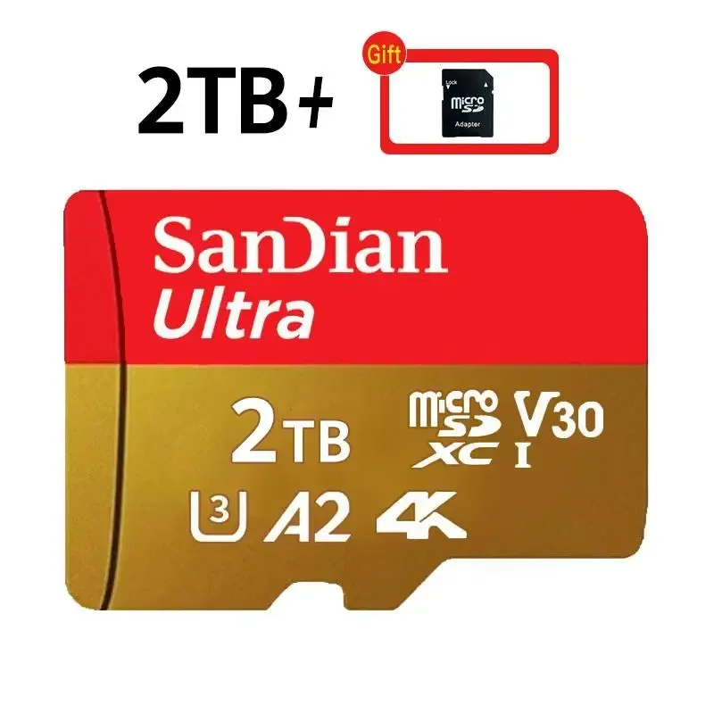 Kartu memori SD 2TB 1TB, TF kartu SD kecepatan tinggi kualitas tinggi Class10 A2 kartu memori kartu Video 1TB untuk ponsel 2024