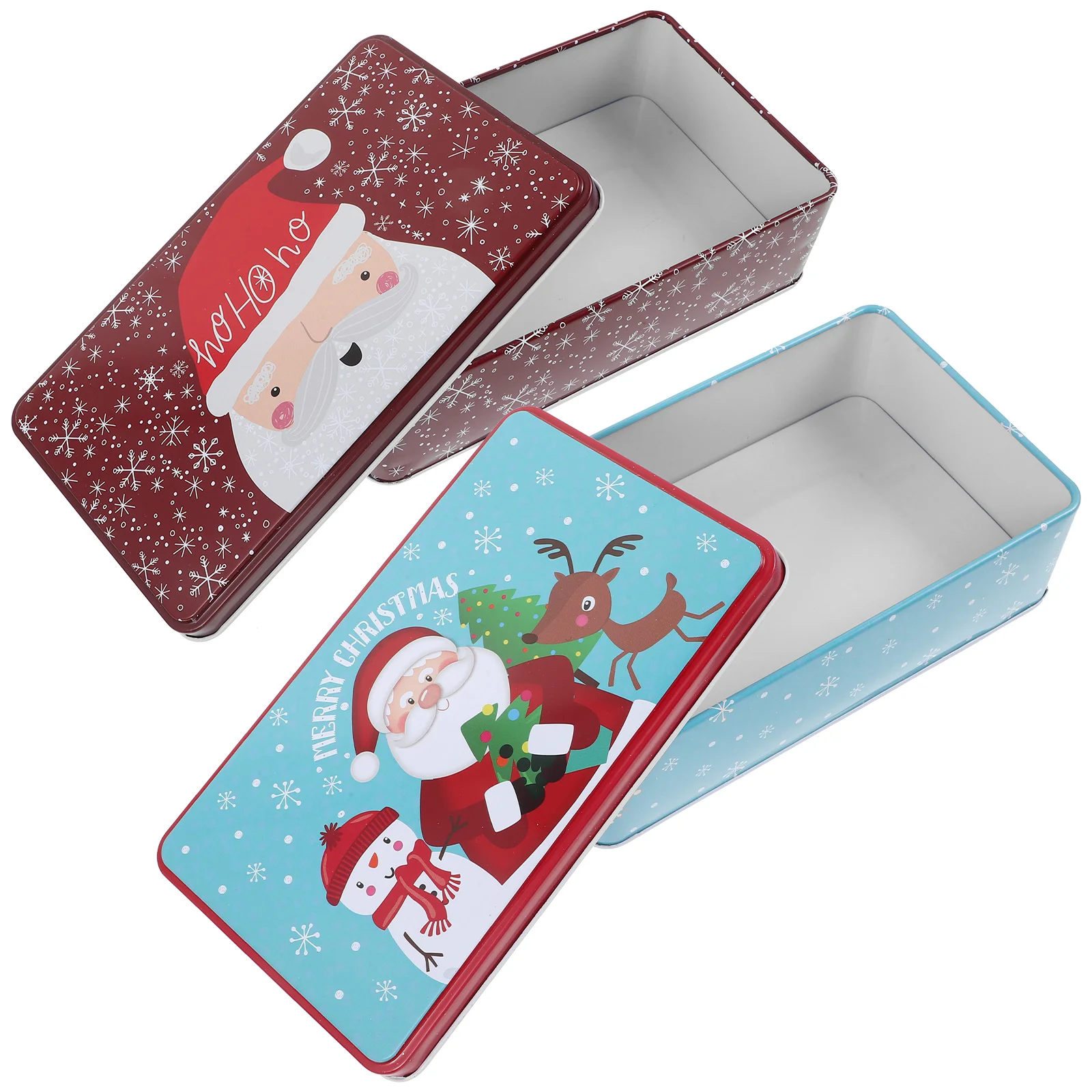 

2 Pcs Christmas Gift Tin Box Candy Container Cookie Containers Biscuit Tins Tinplate With Lids