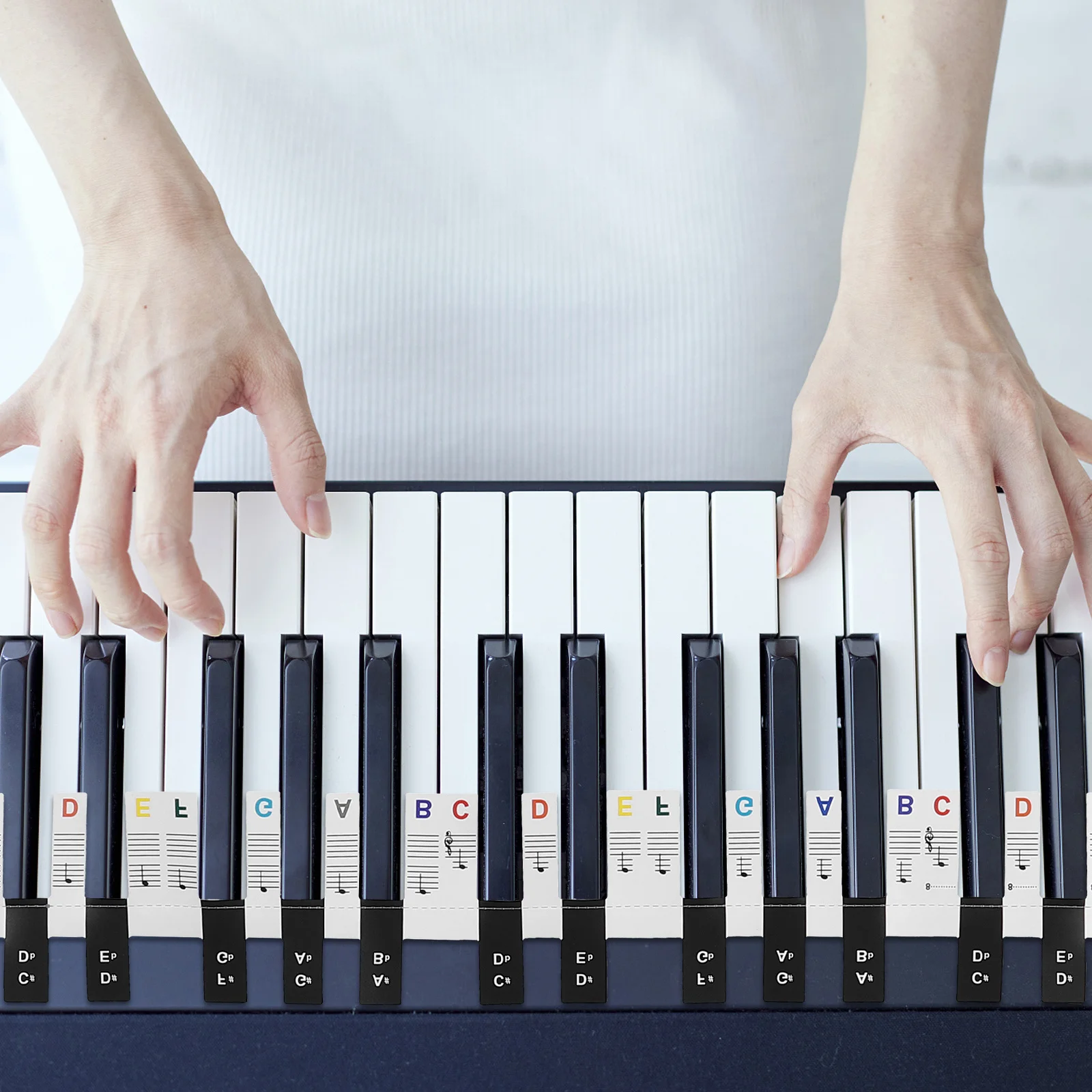 

Beginner Piano Keyboard Stickers 88-Key Colorful Note Labels Easy Installation Fade-Resistant Learning Guide Accessories