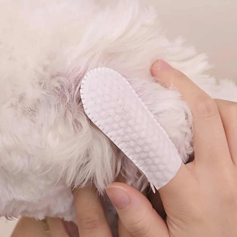 50/100 Disposable Non-woven Pet Finger Toothbrushes, Oral Cleaning Finger Covers For Dog Cat Teeth Brushing