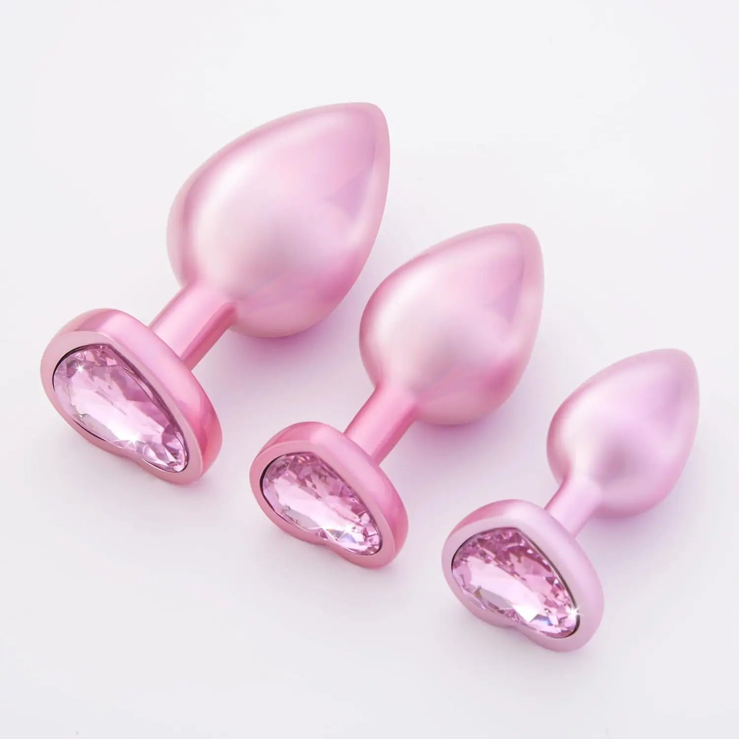 Pink Butt Plug Anal Adult Sex Toys with Crystal Diamond Heart Base for Women Men Beginners and Advanced Users Prostate Massage