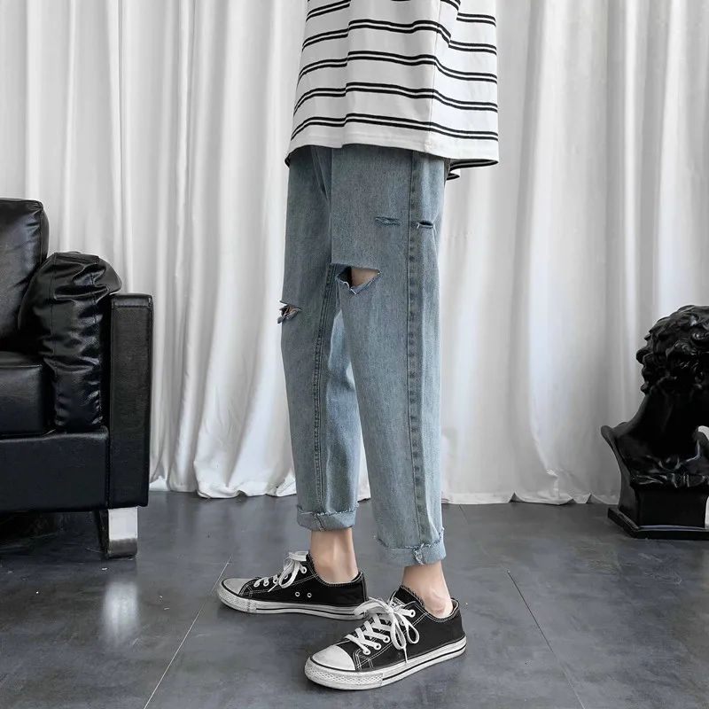 

Jeans For Men Baggy Pants Loose Fit Pants Vintage Clothes Man Fashion Pockets Patchwork Large Denim Trousers Oversized A02