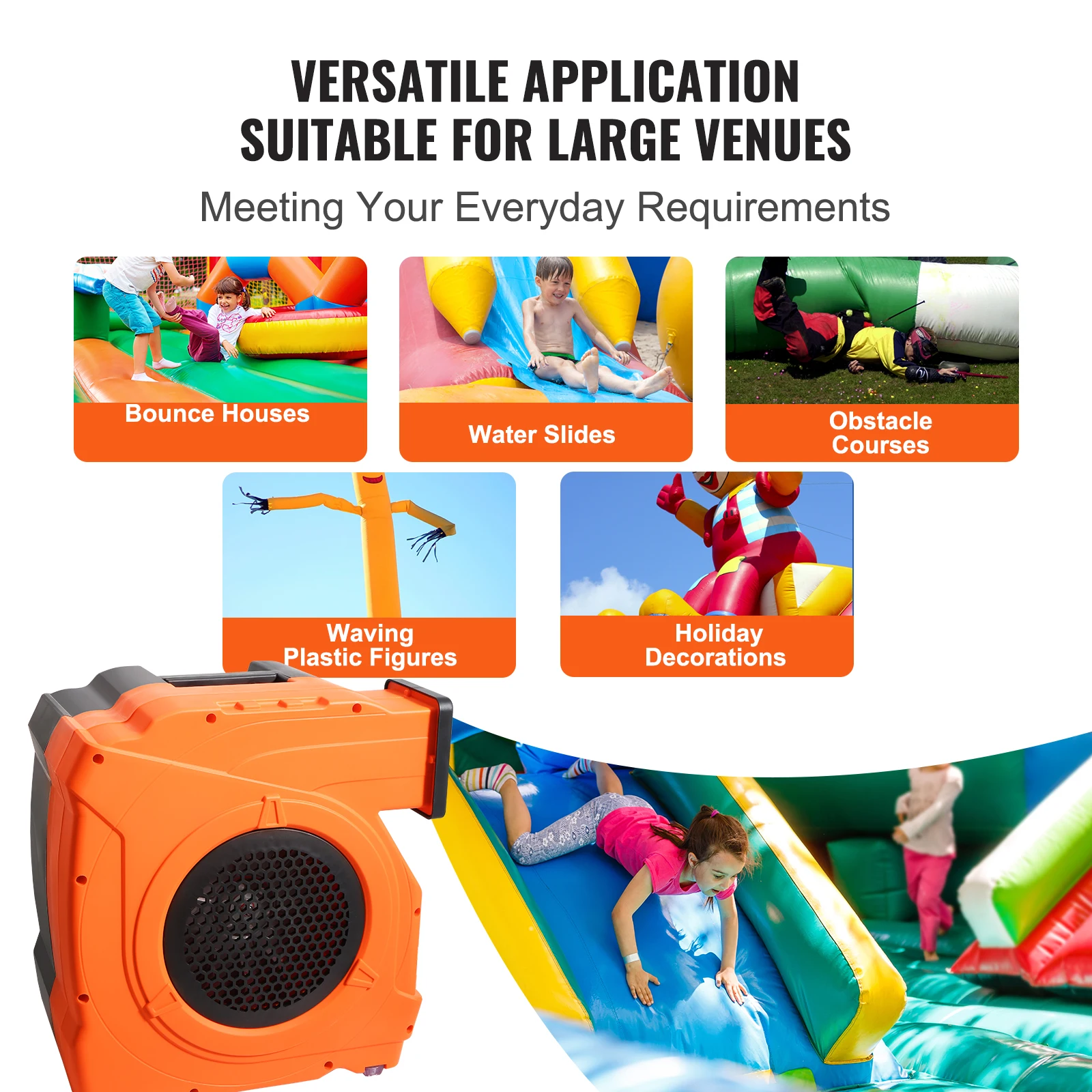 VEVOR Inflatable Blower Bounce House Blower Pump Commercial Inflatables Castle Electric Fan Waterslides Tested to UL Standards