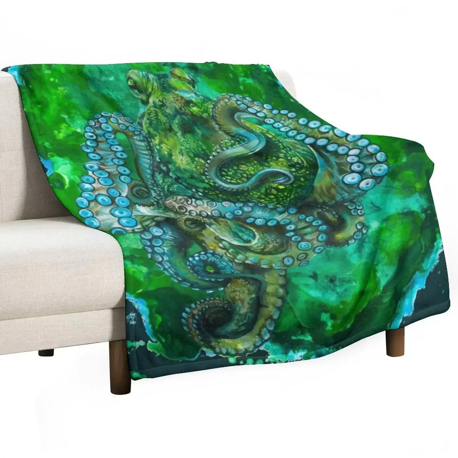 

Octopus 3 Throw Blanket for sofa Furrys Custom Quilt Blankets