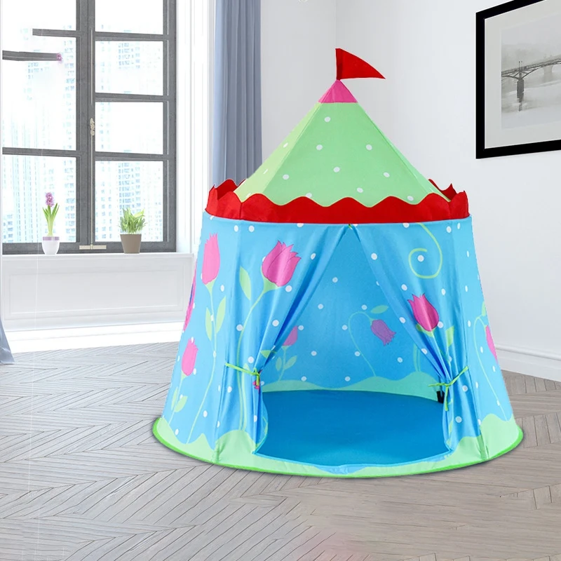 Kids Tent House Portable Princess Castle Present Hang Flag Children Teepee Tent Play Tent For Baby Birthday Gifts