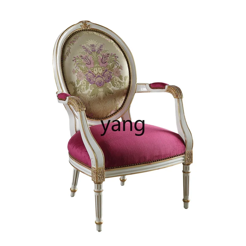 

CX European retro exquisite white jacquard rose red velvet cloth casual sofa dining chair chair